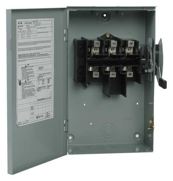 Nonfusible Safety Switch, General Duty, 240V AC, 3PST, 100 A, NEMA 1