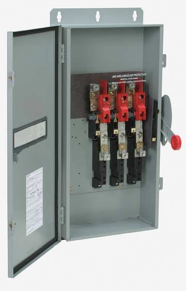 Fusible Safety Switch, Heavy Duty, 600V AC/250V DC, 3PST, 200 A, NEMA 3R