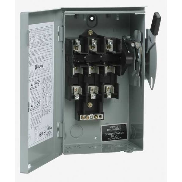 Fusible Safety Switch, General Duty, 240V AC, 3PST, 30 A, NEMA 1
