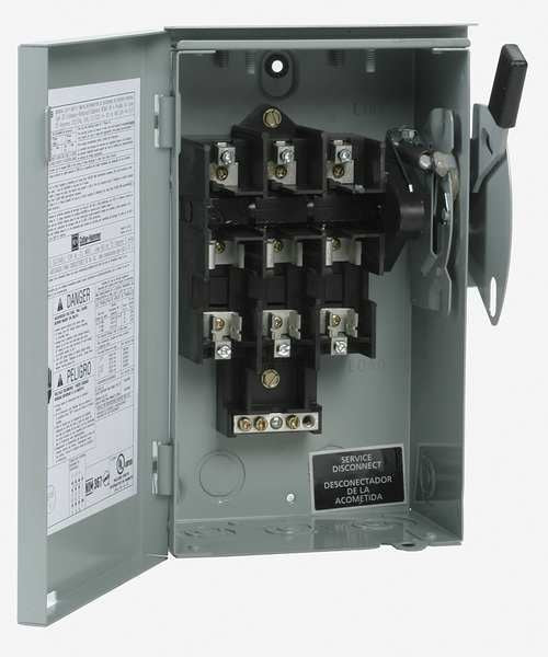 Fusible Safety Switch, General Duty, 240V AC, 3PST, 60 A, NEMA 3R