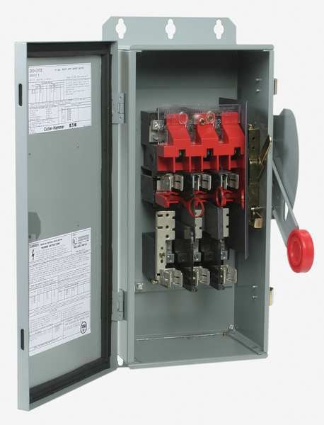 Nonfusible Safety Switch, Heavy Duty, 600V AC/250V DC, 3PST, 60 A, NEMA 3R