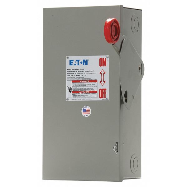 Nonfusible Safety Switch, Heavy Duty, 600V AC/250V DC, 3PST, 30 A, NEMA 1