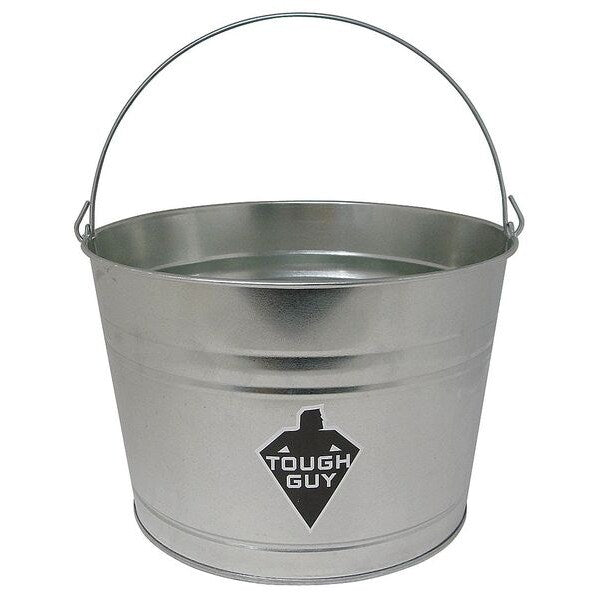 4 1/4 gal Round Bucket, 13 in Dia, Silver, Galvanized Steel