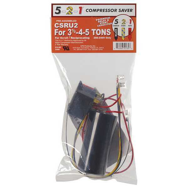 Hard Start Kit, Potential Relay, Start Capacitor, 35 Contact Rating (Amps), 208 to 240 Volts