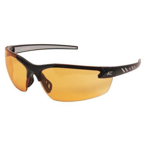 Safety Glasses, Wraparound Amber Polycarbonate Lens, Scratch-Resistant