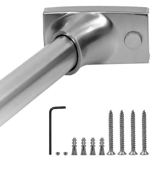 Curved Shower Rod, Satin, 60In, 6 Proj., PK6