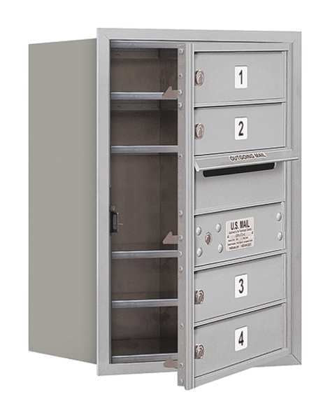 Horizontal Mailbox, Aluminum, Powder Coated, 4 Doors, Recessed, USPS