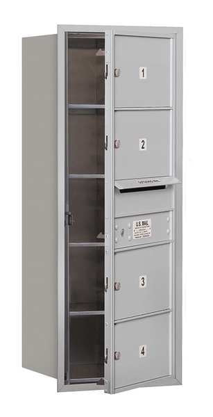 Horizontal Mailbox, Aluminum, Powder Coated, 4 Doors, Recessed, MB2