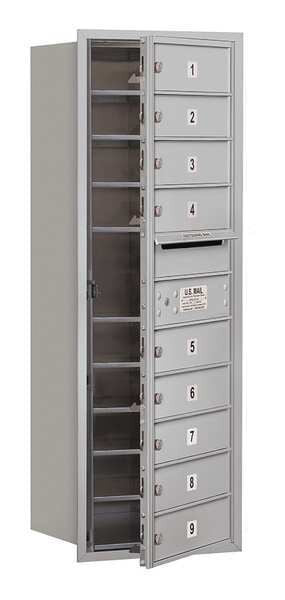 Horizontal Mailbox, Aluminum, Powder Coated, 9 Doors, Recessed, USPS