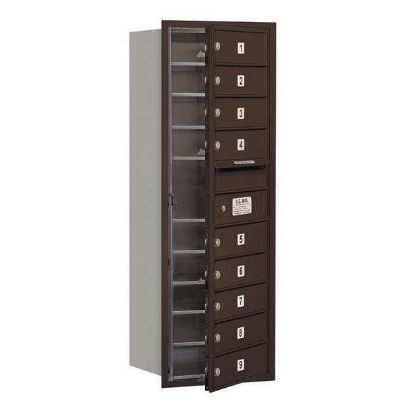 Horizontal Mailbox, Bronze, Powder Coated, 9 Doors, Recessed, USPS