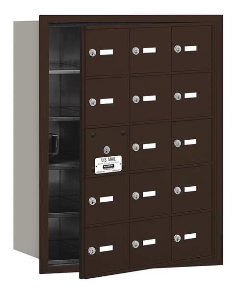 Horizontal Mailbox, Bronze, Powder Coated, 15 Doors, Recessed, USPS