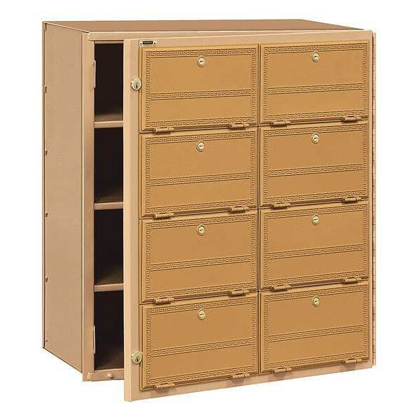 Americana Mailbox, Brass, Powder Coated, 8 Doors, Recessed, Front Loading