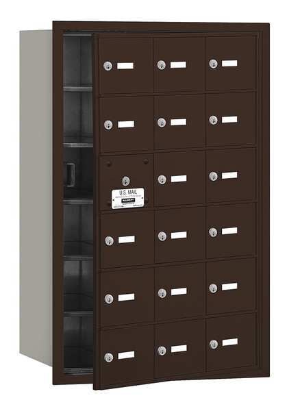 Horizontal Mailbox, Bronze, Powder Coated, 18 Doors, Recessed, USPS