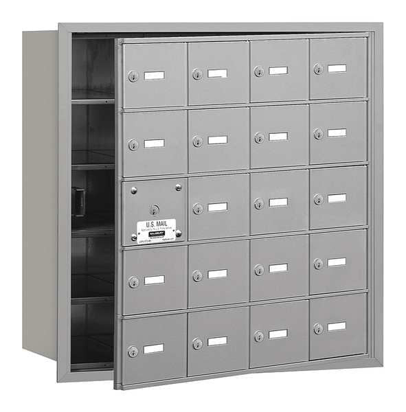 Horizontal Mailbox, Aluminum, Powder Coated, 20 Doors, Recessed, USPS
