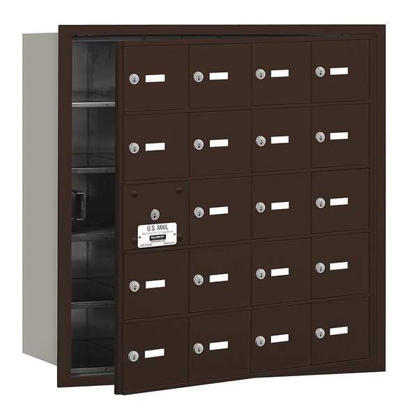 Horizontal Mailbox, Bronze, Powder Coated, 20 Doors, Recessed, USPS