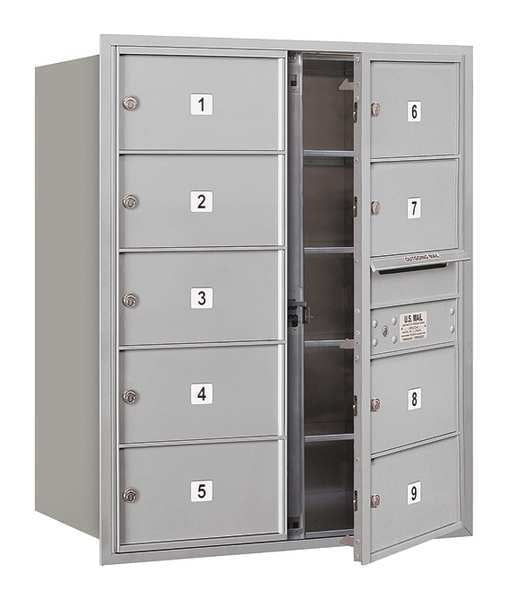 Horizontal Mailbox, Aluminum, Powder Coated, 9 Doors, Recessed, MB2