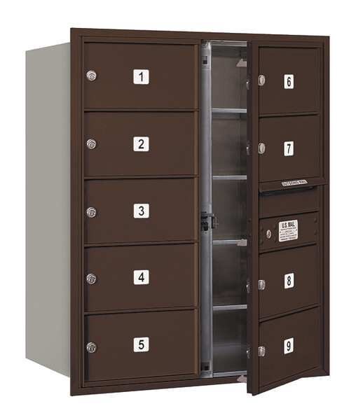 Horizontal Mailbox, Bronze, Powder Coated, 9 Doors, Recessed, MB2