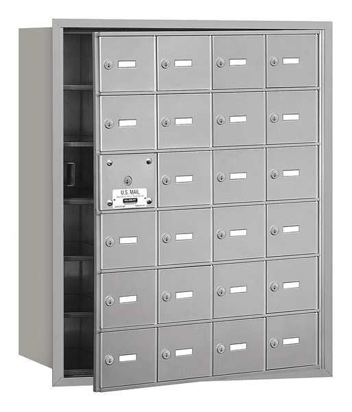 Horizontal Mailbox, Aluminum, Powder Coated, 24 Doors, Recessed, USPS