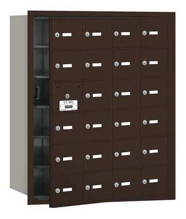 Horizontal Mailbox, Bronze, Powder Coated, 24 Doors, Recessed, USPS