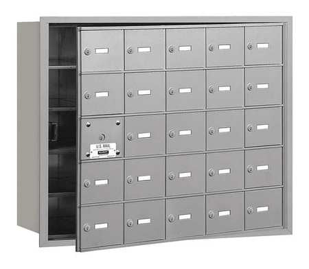 Horizontal Mailbox, Aluminum, Powder Coated, 25 Doors, Recessed, USPS