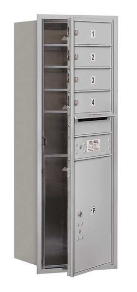 Horizontal Mailbox, Aluminum, Powder Coated, 5 Doors, Recessed, USPS