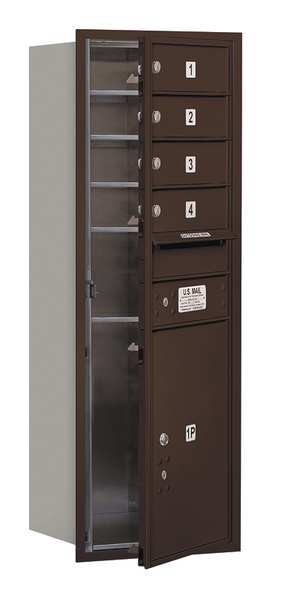 Horizontal Mailbox, Bronze, Powder Coated, 5 Doors, Recessed, USPS