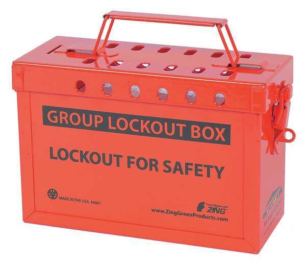 Group Lockout Box, Stainless Steel, Red