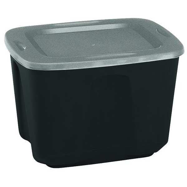 Storage Tote, Gray, Polypropylene, 23 1/2 in L, 17 1/2 in W, 15 1/2 in H, 18 gal Volume Capacity