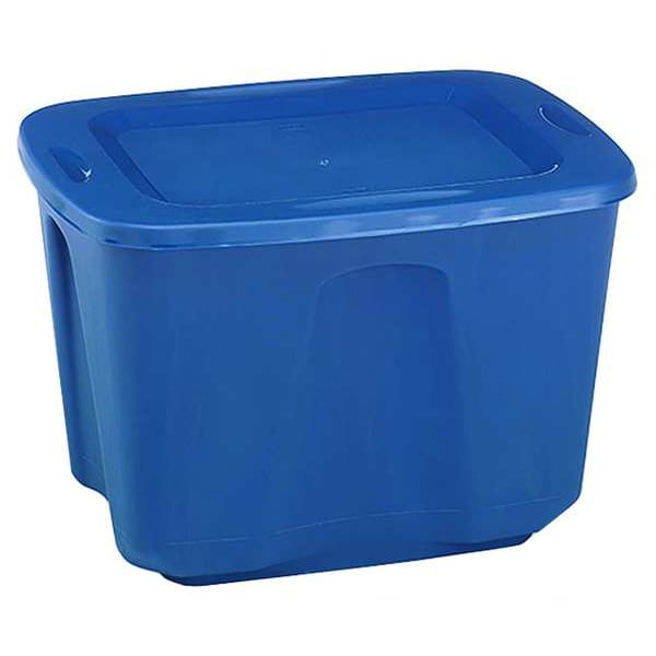 Storage Tote, Blue, Polypropylene, 23 1/2 in L, 17 1/2 in W, 15 1/2 in H, 18 gal Volume Capacity