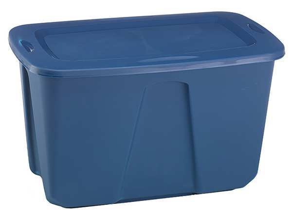 Storage Tote, Blue, Polypropylene, 31 7/8 in L, 20 in W, 17 3/4 in H, 32 gal Volume Capacity