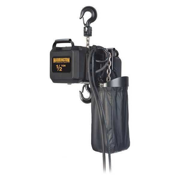 Electric Theatre Chain Hoist, 1,000 lb, 10 ft, Hook Mounted - No Trolley, Black