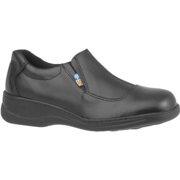 Size 7-1/2 Women's Loafer Shoe Steel Work Shoe, Black
