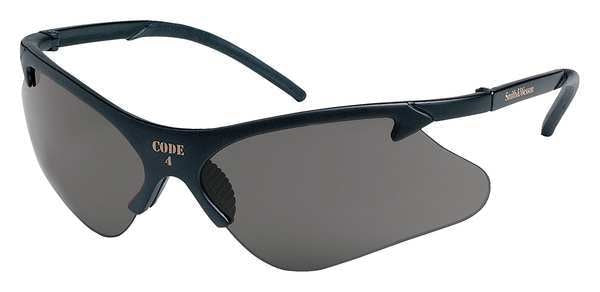 Safety Glasses, Wraparound Smoke Polycarbonate Lens, Scratch-Resistant