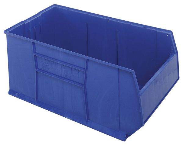 Storage Bin, Blue, Polypropylene, 41 7/8 in L x 23 7/8 in W x 17 1/2 in H, 175 lb Load Capacity