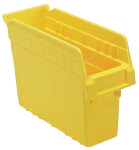 Shelf Storage Bin, Yellow, Polypropylene, 11 5/8 in L x 4 3/8 in W x 8 in H, 30 lb Load Capacity