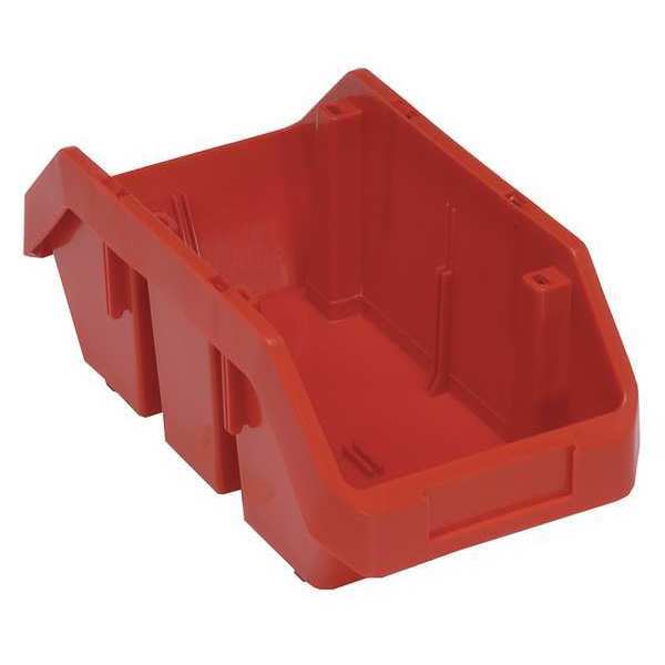Cross Stacking Storage Bin, Red, Plastic, 6 5/8 in W x 5 in H, 40 lb Load Capacity