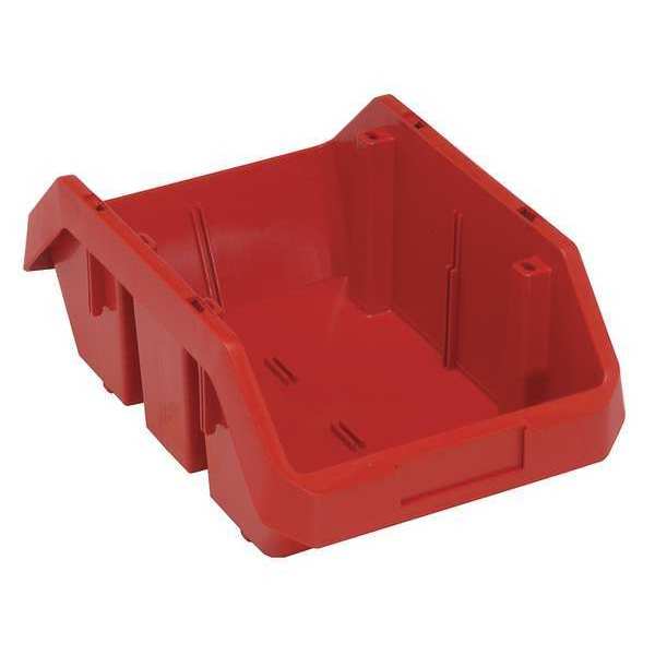Cross Stacking Storage Bin, Red, Plastic, 9 1/4 in W x 6 1/2 in H, 50 lb Load Capacity