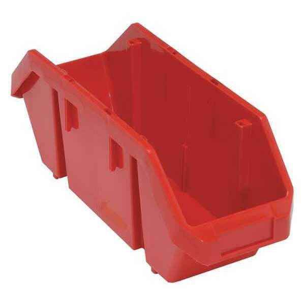 Cross Stacking Storage Bin, Red, Plastic, 6 5/8 in W x 7 in H, 60 lb Load Capacity