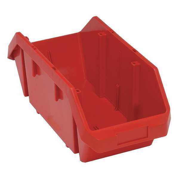 Cross Stacking Storage Bin, Red, Plastic, 8 3/8 in W x 7 in H, 60 lb Load Capacity