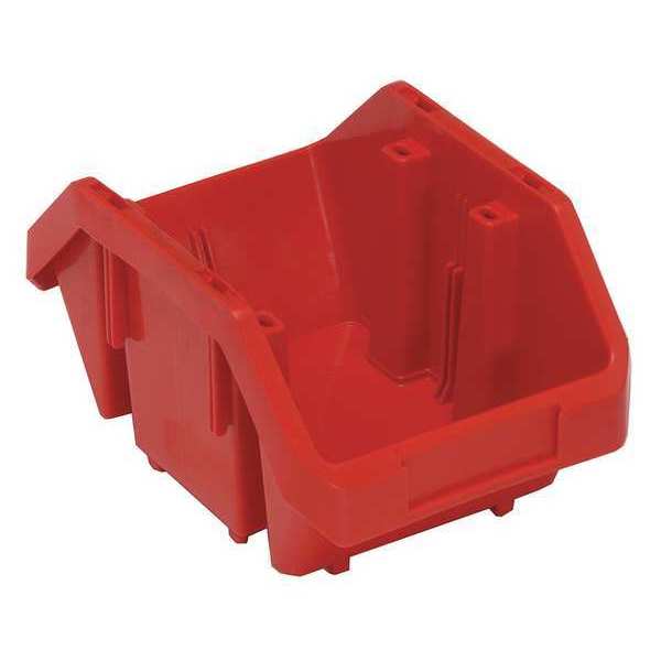 Cross Stacking Storage Bin, Red, Plastic, 6 5/8 in W x 5 in H, 40 lb Load Capacity