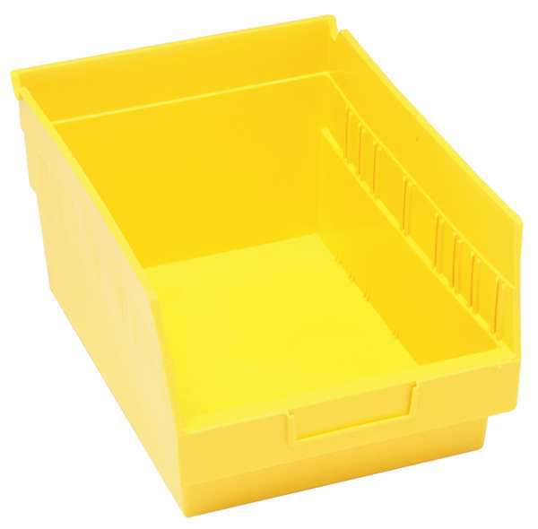 Shelf Storage Bin, Yellow, Polypropylene, 11 5/8 in L x 8 3/8 in W x 8 in H, 60 lb Load Capacity