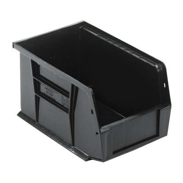 Hang & Stack Storage Bin, Black, Polypropylene, 9 1/4 in L x 6 in W x 5 in H, 50 lb Load Capacity