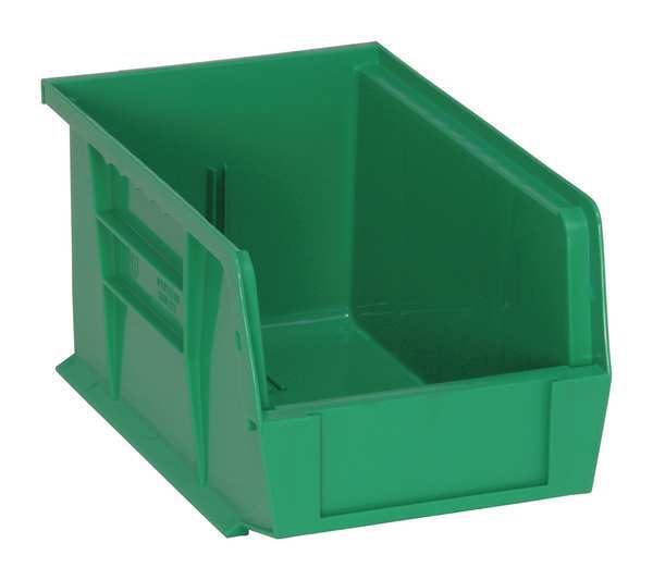 Hang & Stack Storage Bin, Green, Polypropylene, 9 1/4 in L x 6 in W x 5 in H, 50 lb Load Capacity
