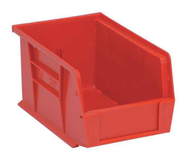 Hang & Stack Storage Bin, Red, Polypropylene, 9 1/4 in L x 6 in W x 5 in H, 50 lb Load Capacity
