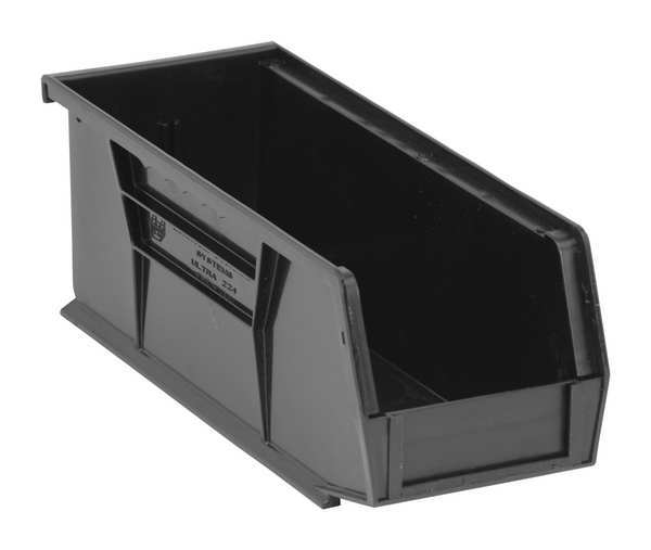Hang & Stack Storage Bin, Black, Polypropylene, 10 7/8 in L x 4 1/8 in W x 4 in H
