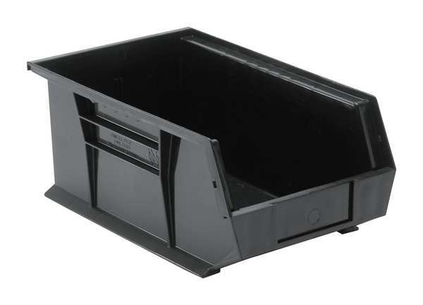 Hang & Stack Storage Bin, Black, Polypropylene, 13 5/8 in L x 8 1/4 in W x 6 in H