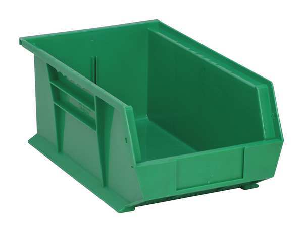 Hang & Stack Storage Bin, Green, Polypropylene, 13 5/8 in L x 8 1/4 in W x 6 in H