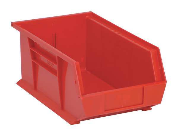 Hang & Stack Storage Bin, Red, Polypropylene, 13 5/8 in L x 8 1/4 in W x 6 in H