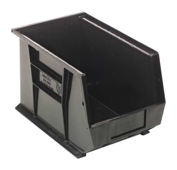 Hang & Stack Storage Bin, Black, Polypropylene, 13 5/8 in L x 8 1/4 in W x 8 in H