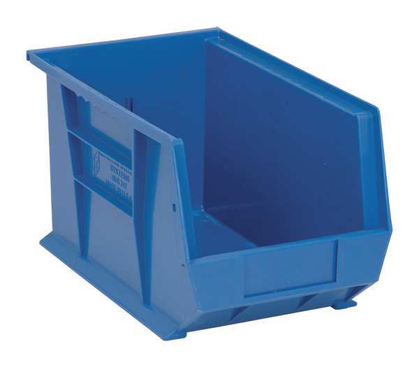 Hang & Stack Storage Bin, Blue, Polypropylene, 13 5/8 in L x 8 1/4 in W x 8 in H
